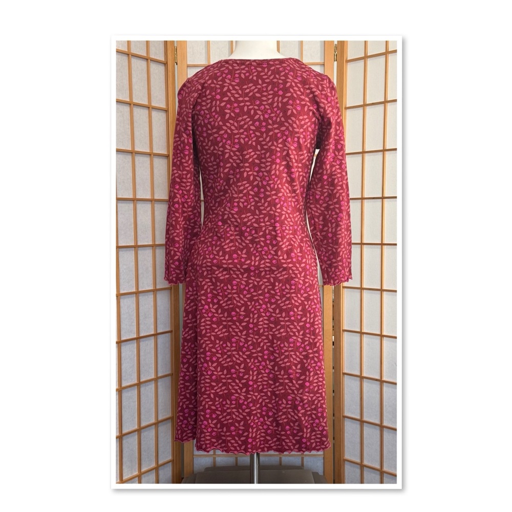 Gudrun Sjoden Burgundy Leaf and Berry Print Long Sleeve Dress - Picture 4 of 14